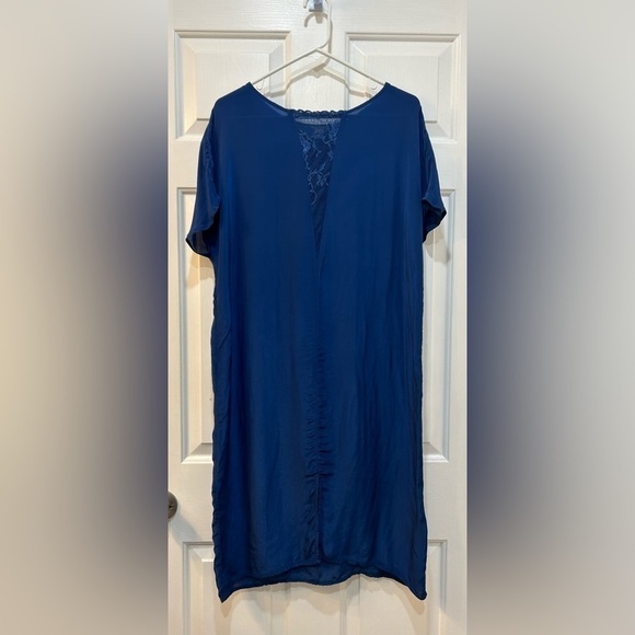 Sundance Caftan Nightgown Satin Shift Dress V Neck Lace Insert Women Size M - Picture 1 of 8